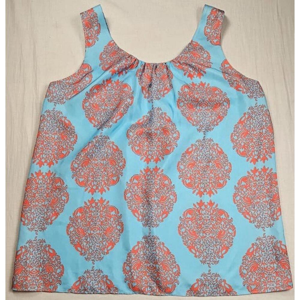 Lilly Pulitzer Womens Size‎ 14 Blue Paisley 100% Silk Sleeveless Blouse
